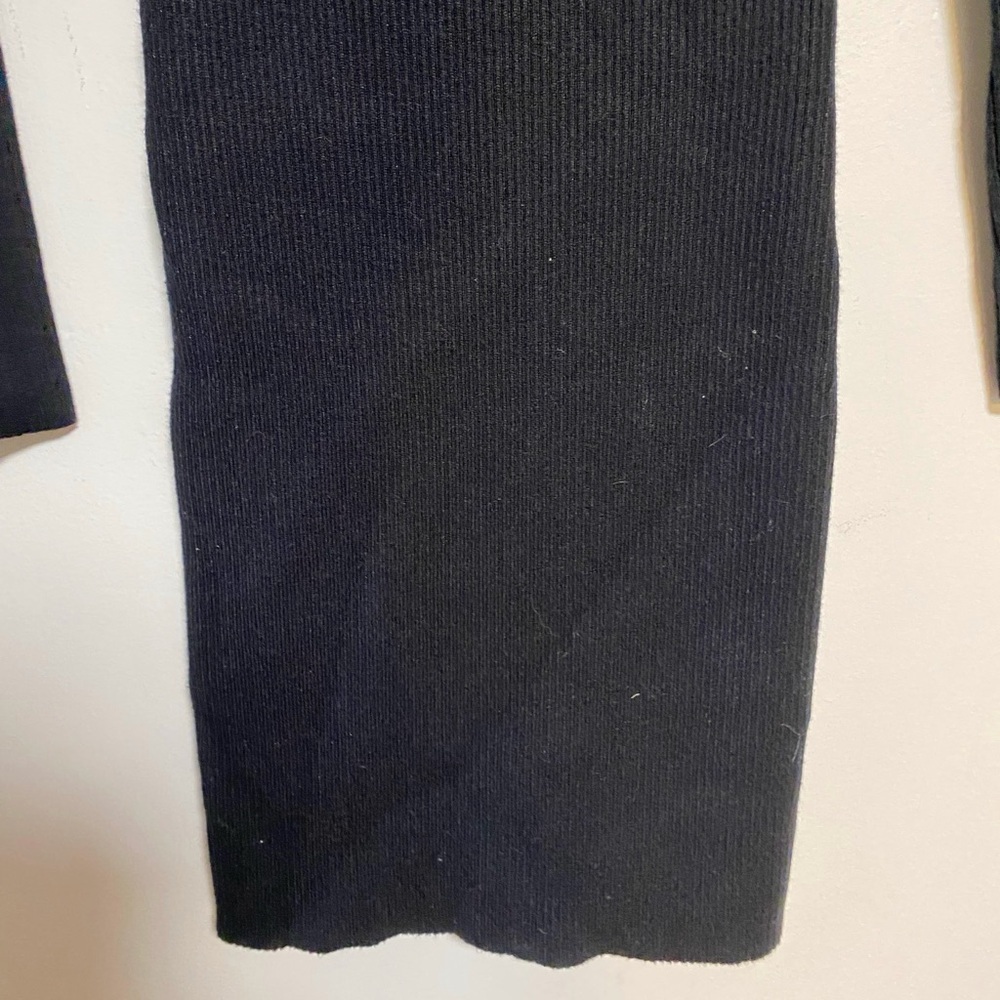 VRG GRL Black Ribbed Knit Long Sleeve Mini Dress – Size 10 - Picture 5 of 11